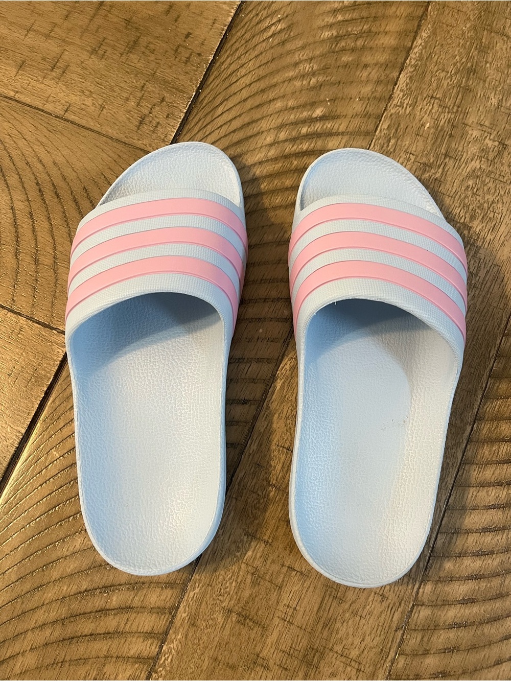 adidas Light Blue and Pink Kids Slide Sandals - Picture 1 of 3